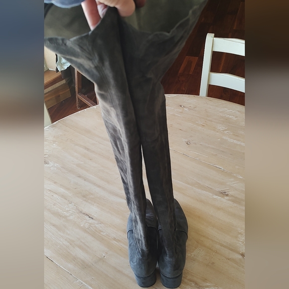 Parallele Paris France woman's thigh high gray suede leather boots UK 5 US 7 - Picture 15 of 16